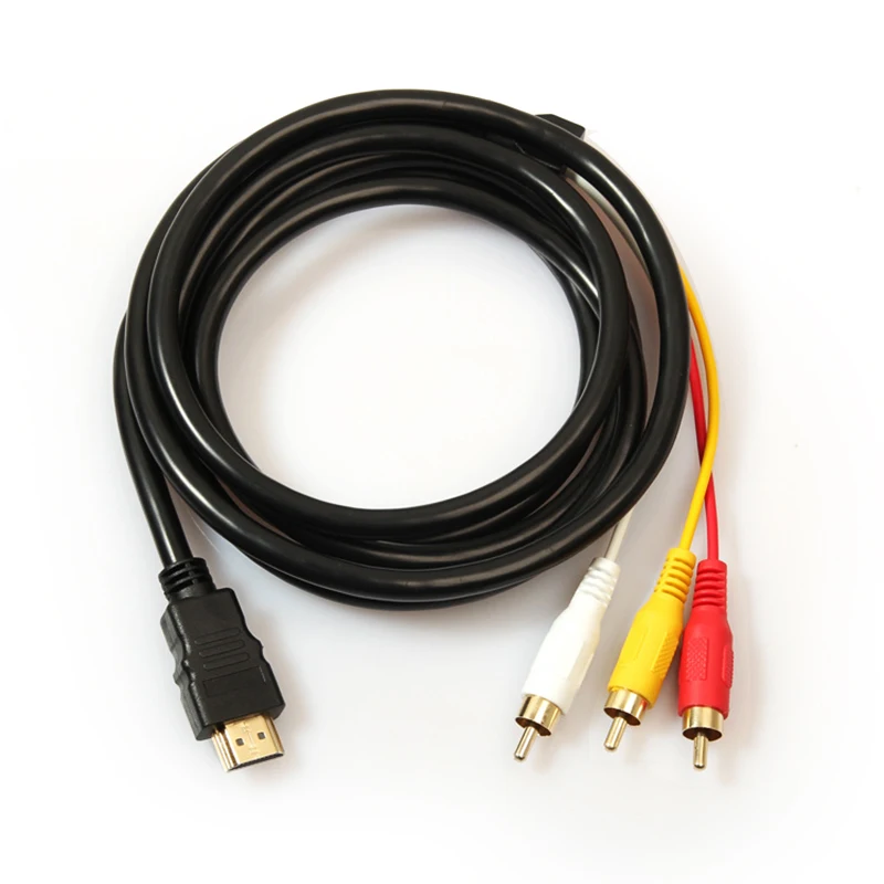 5Ft 1.5M 1080P HDTV HDMI to 3 RCA Cable Video Audio AV Component Converter Adapter Connector