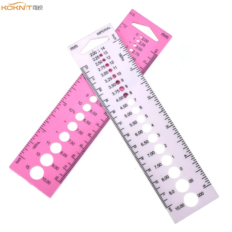 Us 0 43 27 Off Koknit Knitting Needle Size Gauge Inch Cm Us Uk Canada Size 2 0 10 0mm Ruler Women Tailor Sewing Accessories Tools In Sewing Tools