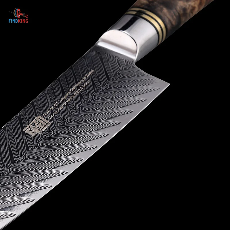 FINDKING New AUS-10 damascus steel Sapele wood handle arrow pattern damascus knife 8 inch chef knife 67 layers kitchen knives FINDKING New AUS-10 damascus steel Sapele wood handle arrow pattern damascus knife 8 inch chef knife 67 layers kitchen knives