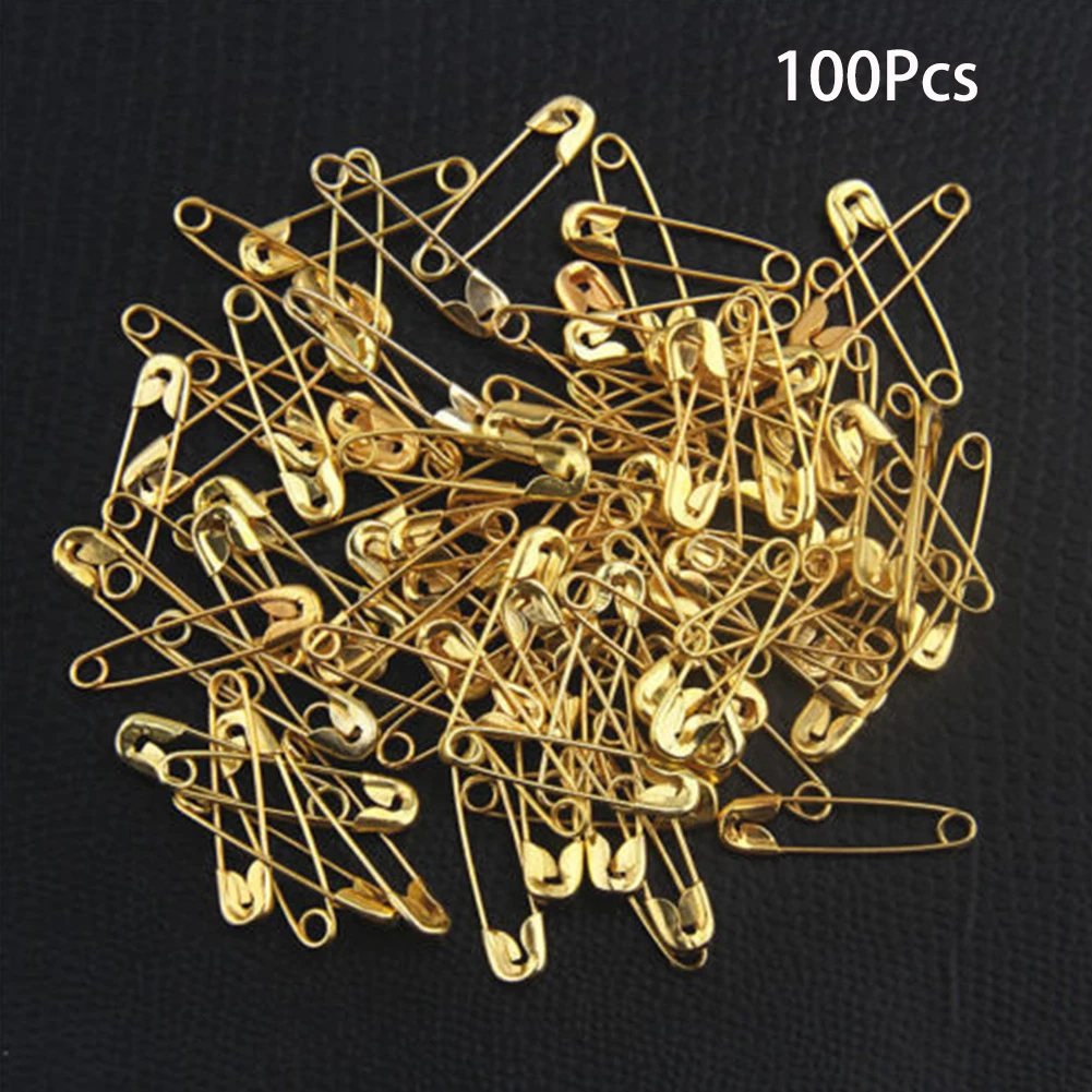 

100Pcs/pack Gold Safety Pins Metal 20MM Sewing Fasten Mini Costume Brooch Clothes Tag Accessories~