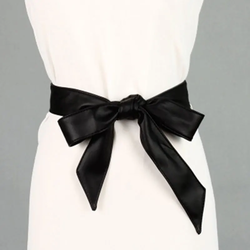 

Solid Soft Leather Bow Belts Women Fashion Simply Sweet Belts Ladies Elegant Accessories For Dresses Tops Decoration Multicolor