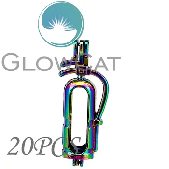 

20x CC550 Rainbow Colors Fire Extinguisher Stone Beads Cage Jewelry Making Essential Oil Diffuser Pearl Cage Locket Pendant