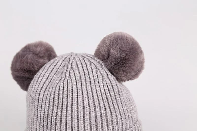 Pompom Knitted Baby Hat Warm Crochet Winter Beanie For Baby Boys Cute Toddler Baby Girls Hat Solid Knit Infant Beanie Hat New (4)