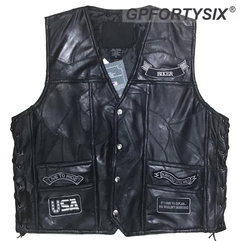 

Retro Leather Motorcycle Jacket Patches Vest Fashion Punk Jackets giubbotto moto chaleco para moto Vintage Biker Club Casual