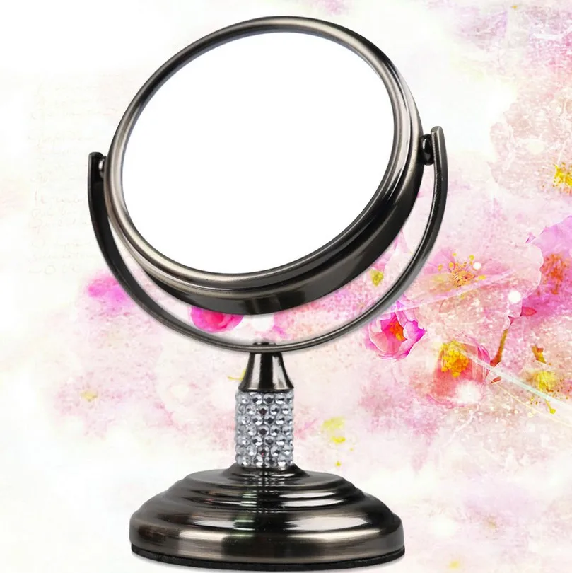 Портативное косметическое зеркало с кристаллами, косметическое зеркало для макияжа, двухстороннее мини-косметическое зеркало