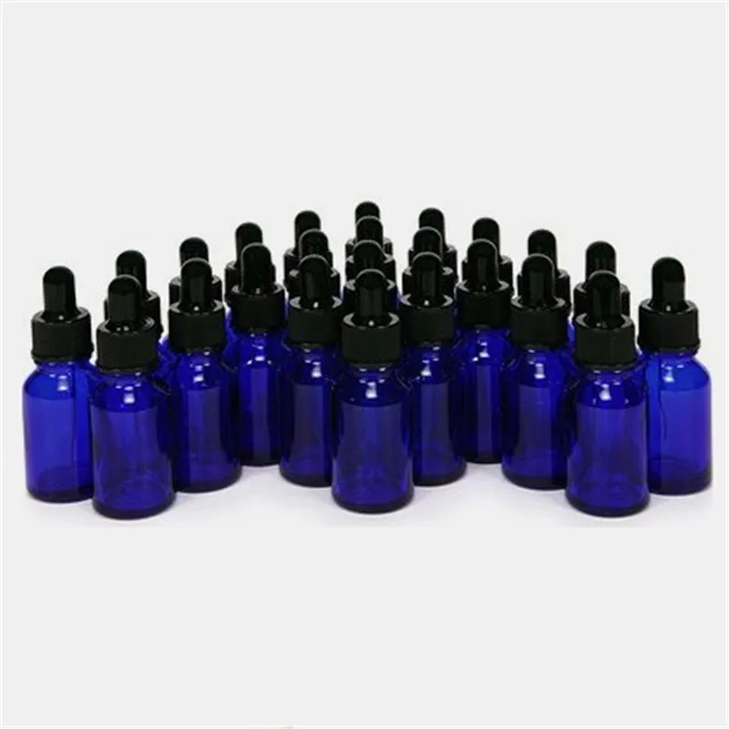 

24, Cobalt blue, 15 ml (1/2 oz) Glass Bottles, with Glass Eye Droppers for essential oils aromatherapy Empty Refillable Bottles