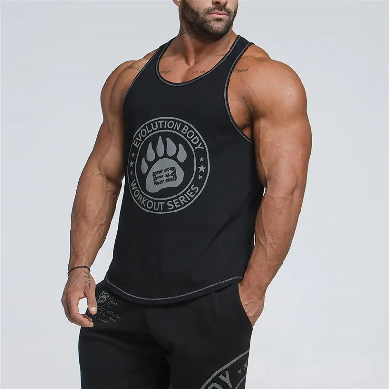 

2019 cotton men's sporter vest gyms fashion fitness shirt bodybuilding men's vest jogger street clothing casual men's clothing