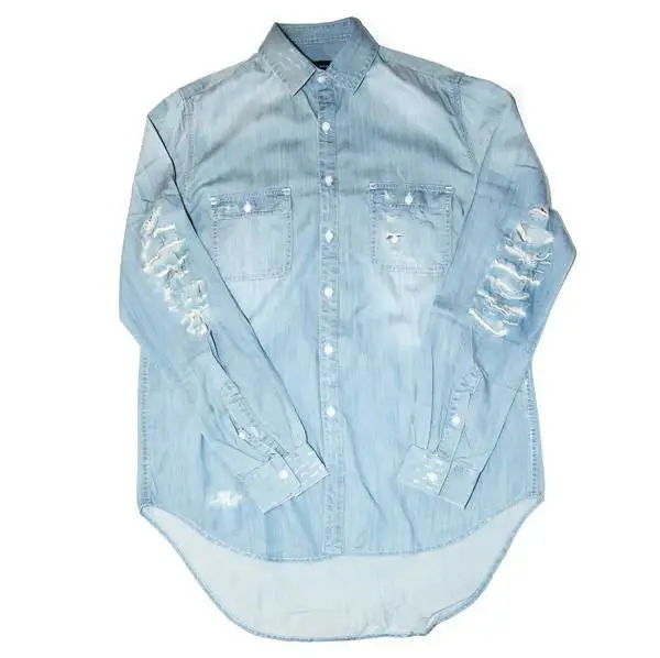 Rear Longer Men Denim Shirts 