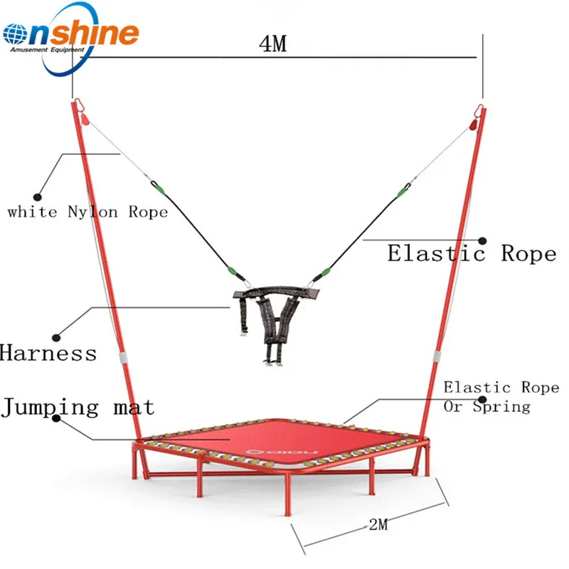 

Children bungee jumping trampoline popular in amusement part