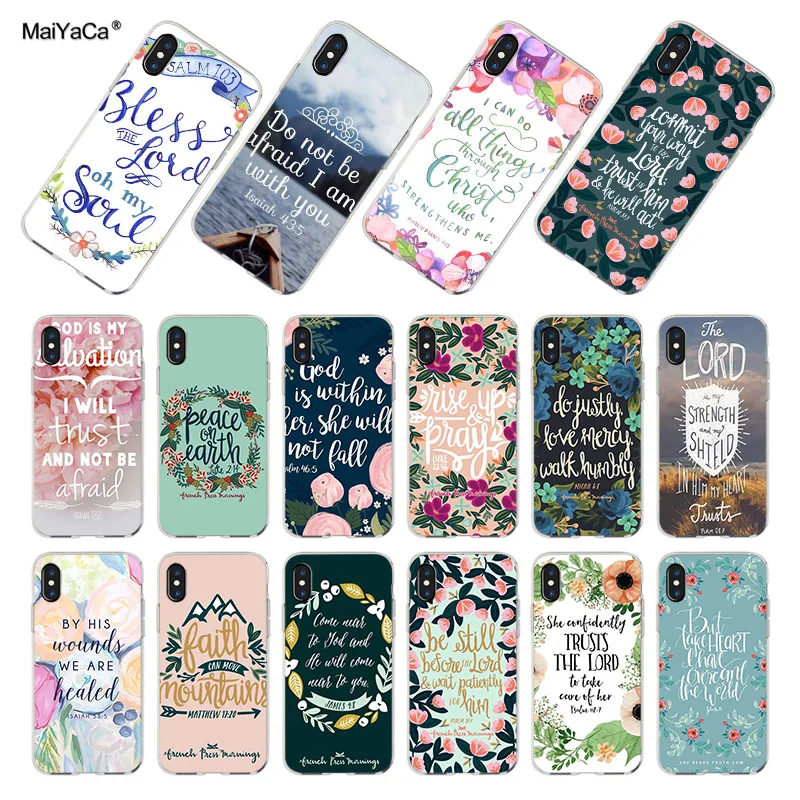Чехол для телефона MaiYaCa iphone 7 XS MAX Bible verse Phillips Jesus Christ Christian Flower iPhone 8 6S Plus 5S SE XR |