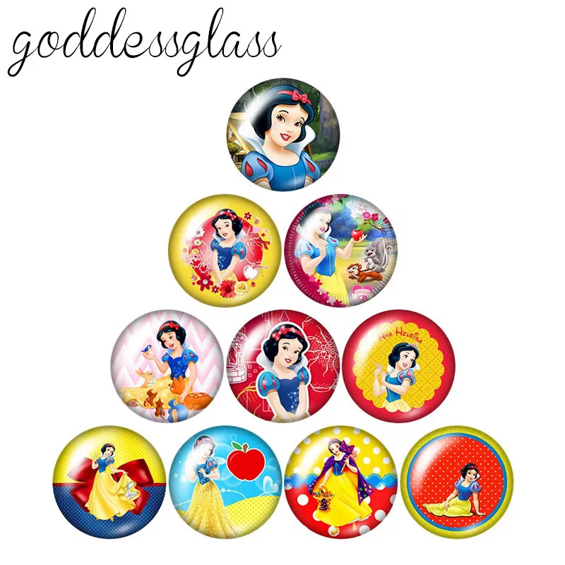 

Fashion Snow white princess 10pcs 12mm/18mm/20mm/25mm Round photo glass cabochon demo flat back Making findings ZB0478