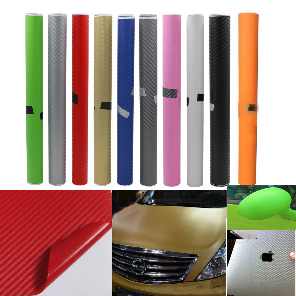 

New 2015 Car Styling 30*130cm DIY Waterproof Car Stickers 3D Car Carbon Fiber Vinyl Many Color Available Decorative Film Paper
