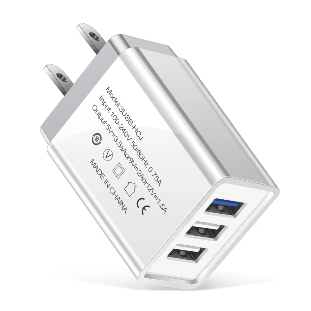 5 В/2 А 3 порта USB зарядное устройство EU/US адаптер traverl зарядное устройство для apple iphone samsung xiaomi huawei зарядное устройство s micro usb кабель - Тип штекера: US  White