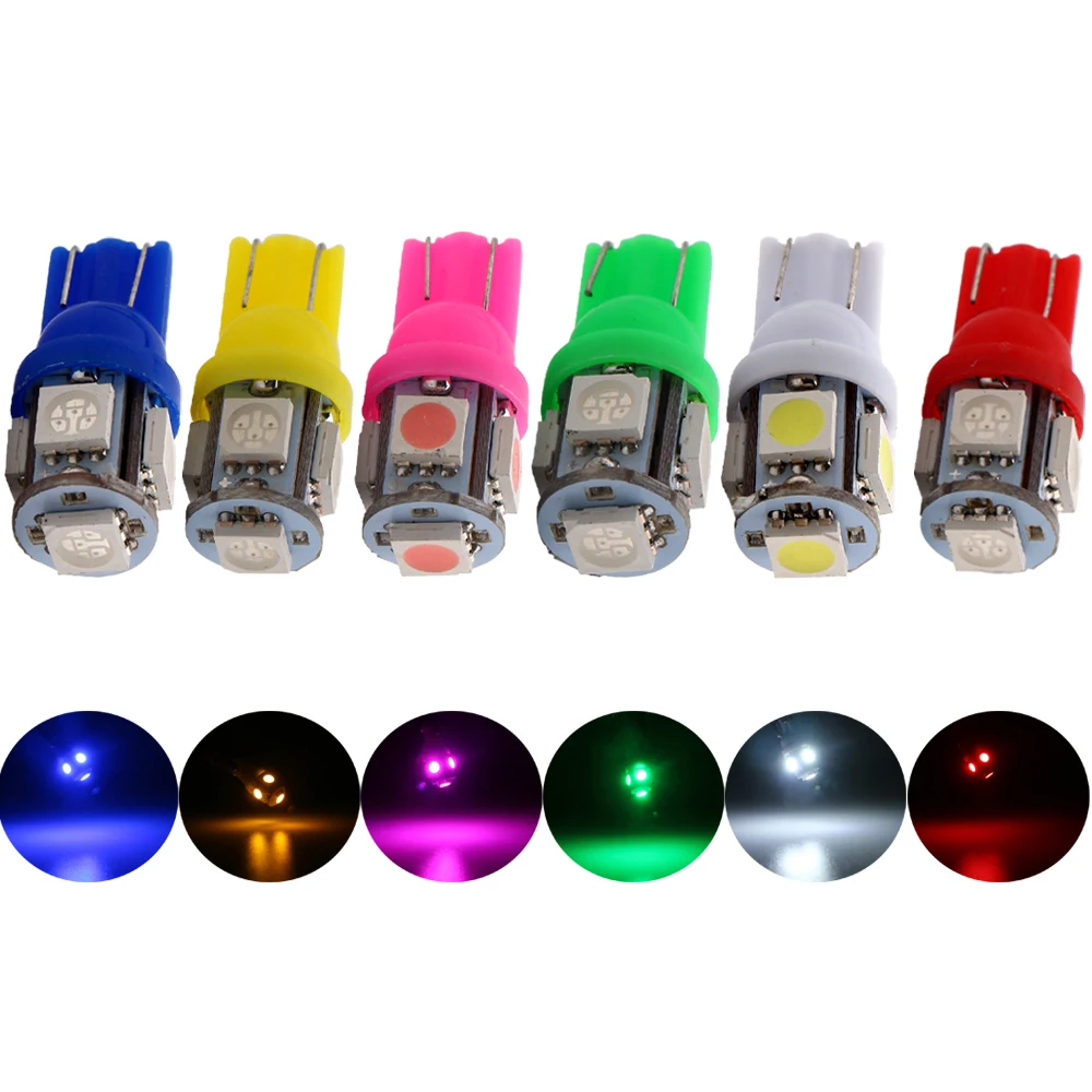 10 шт. Автомобильные светодиодные лампы T10 SMD 5050 5 LED W5W 194 168 921 2825|Сигнальная лампа| |