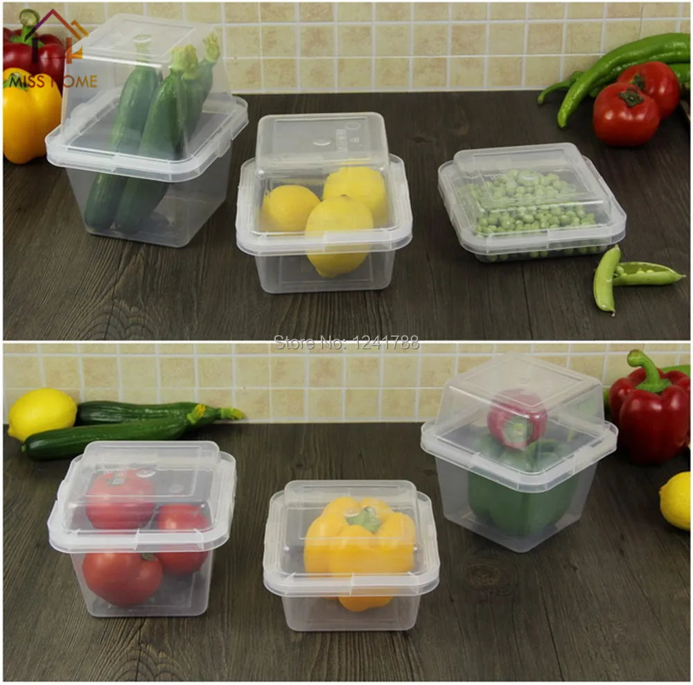 (14 pcs/set) Plastic Boxes Kitchen Tools Food Storage Boxes Lock And