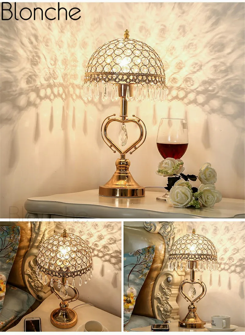 Нордическая современная настольная лампа из хрусталя светодиодная подставка настольная лампа для гостиной спальни для домашнего декора Железный арт прикроватная Настольная лампа E27