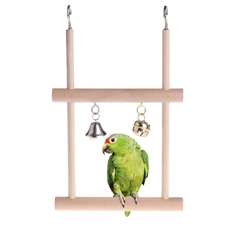 Жердочка для птиц игрушечные попугаи подставка держатель натуральные деревянные качели колокольчик подвесная лестница
