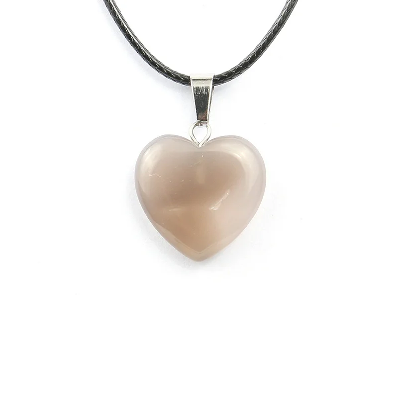Натуральный камень кулон в форме сердца кристалл агат ожерелье хорошее качество ожерелье Подвески 20*6 мм - Окраска металла: Grey Agate