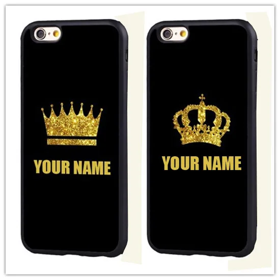 Personalized Custom Name Gold King Queen soft edge hard