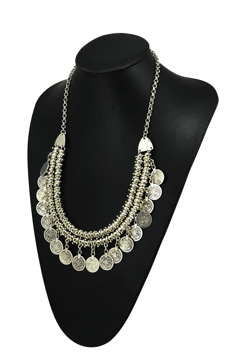 Богемное винтажное ожерелье, серебряная монета, колье, ожерелье, Jhumka серьги, турецкий Цыганский индийский ожерелье в этническом стиле