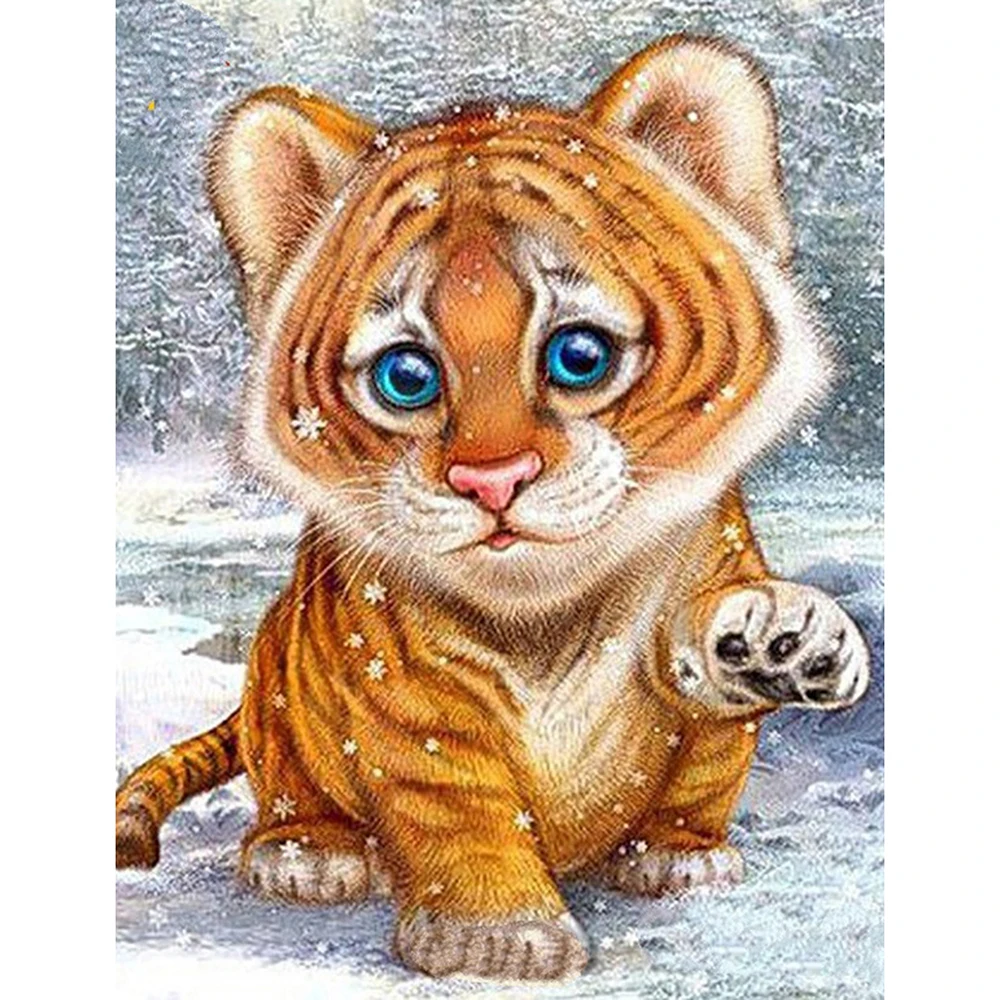 

5D DIY Diamond Painting Cross Stitch Needlework Small tiger Diamond Painting Full Square Diamond Embroidery Home Decoration gift
