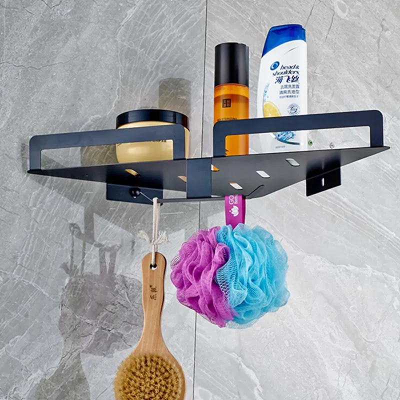 

Oil Rubbed Bronze Bathroom Shelf W/ Hangers Wall Mounted Corner Shelf Storage