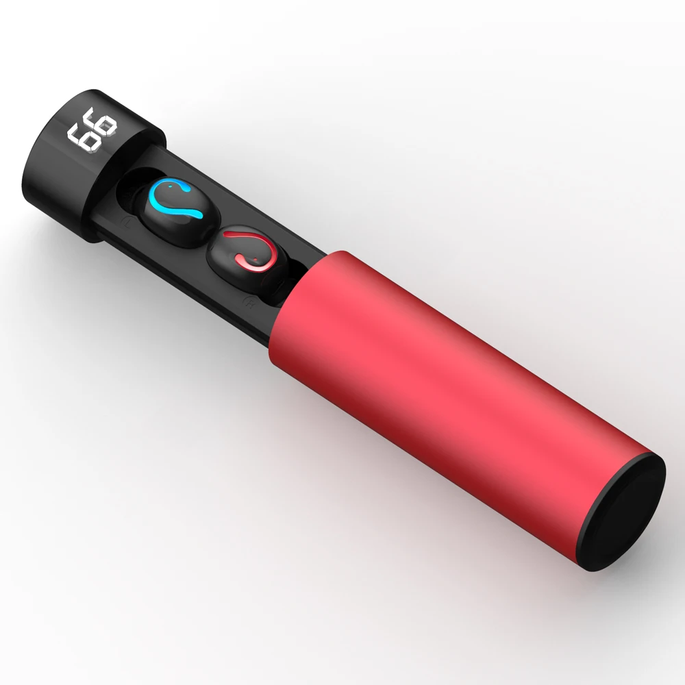 TWS Bluetooth 5,0, беспроводные наушники, IPX5, водонепроницаемые спортивные наушники, шумоподавление, чехол для зарядного устройства, bluetooth-гарнитура - Цвет: Красный