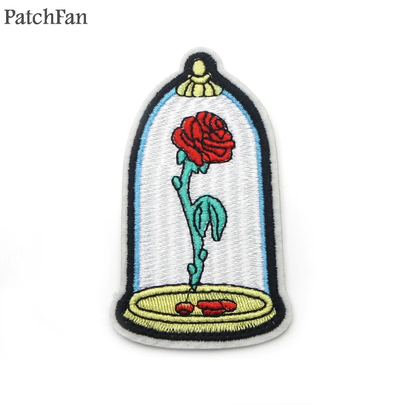 

Patchfan Beauty and Beast True love rose Applique patches stickers shirt bag jersey clothing para badges iron on t-shirt A0945