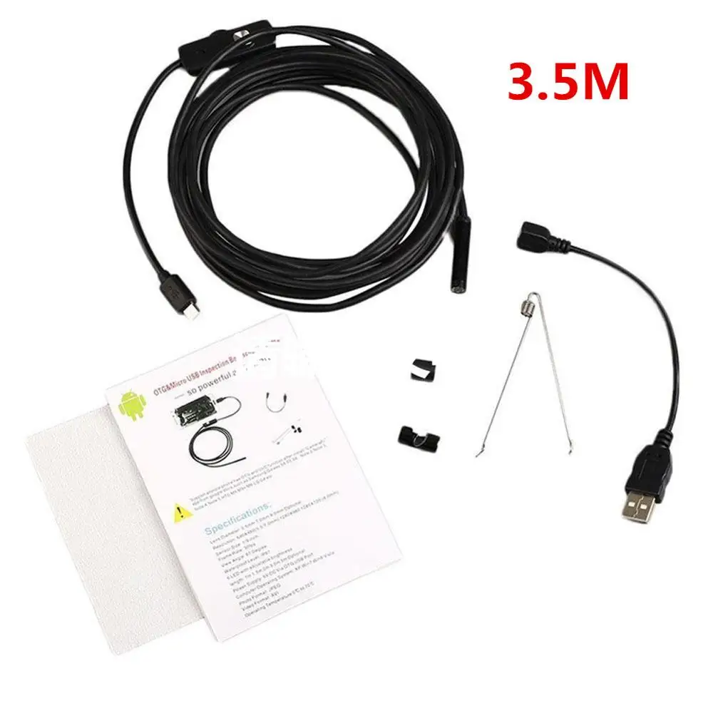 350CM Gizcam 1/1. 5/2/3,5 m OTG Android эндоскоп осмотр USB бороскоп светодиодный мини-камера прицел автомобильный эндоскоп для смартфона - Цвет: 350CM