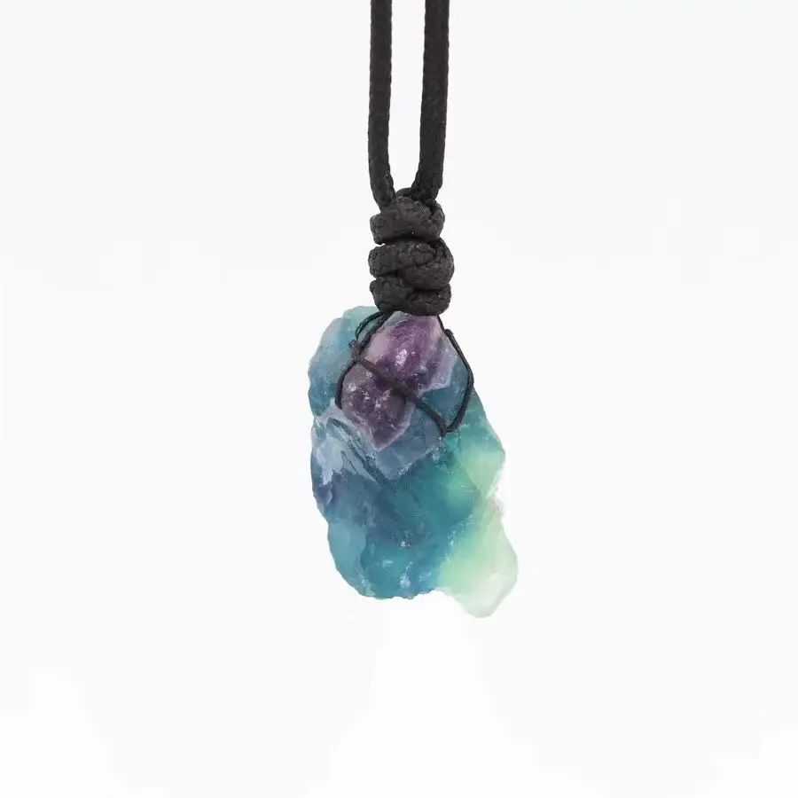 

Rainbow Natural quartz crystal fluorite rough stone Specimen pendant