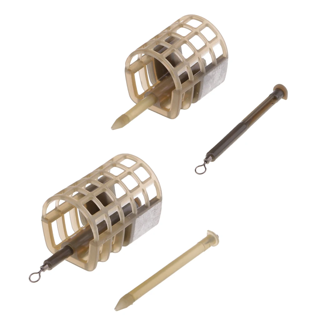 30g Plastic In Line Pellet Feeder Coarse Fishing Feeders Bait Cage Lure Holder Basket S/L Two Sides