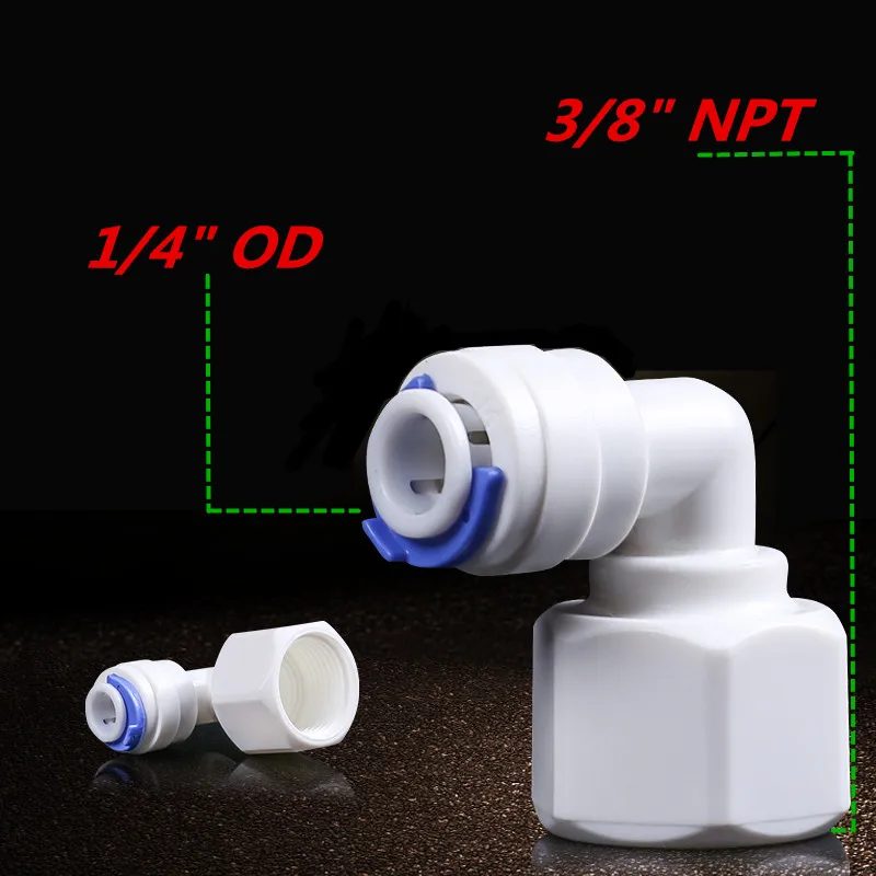 

1/4" OD Tube 3/8" NPT Female Thread Elbow Quick Connector Fittings RO Water Reverse Osmosis Aquarium System Fittings