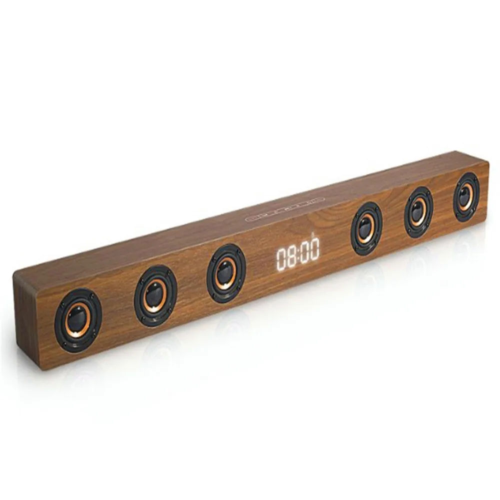 

Soundbar Home Theater Audio System Music Centers Cinema 30W Tv Column Wall Mount Wood Speaker Bluetooth For Tv Clock Display