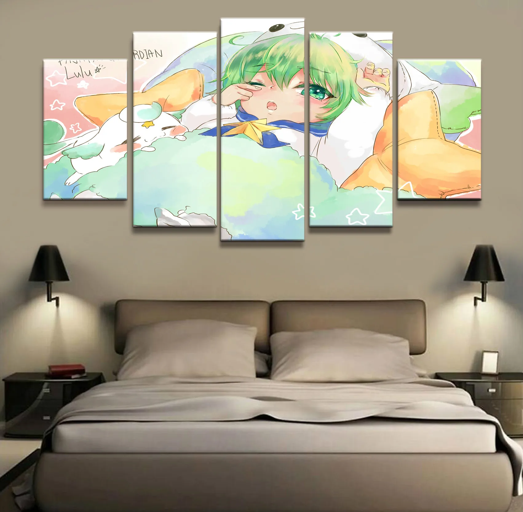 

5 Panel LOL League of Legends Soraka Game Canvas Printed Painting For Living Room Wall Art Decor HD Picture Artworks Poster