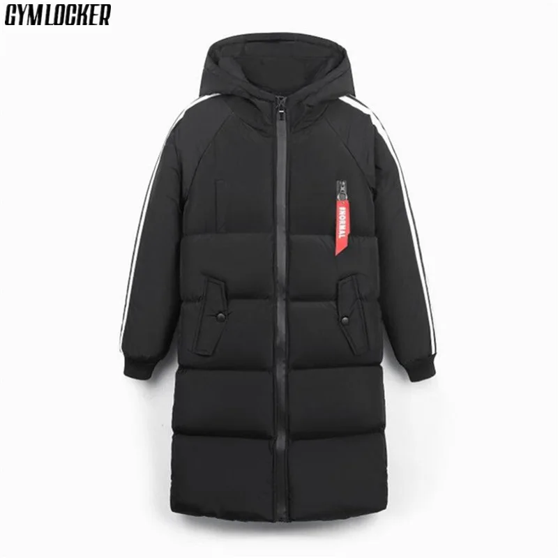 

GYMLOCKER High-quality 2018 Thick Warm Winter Jacket Men Windproof Long Hooded Parka mens Solid color male parkas coat clothes
