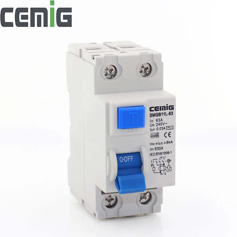 Cemig RCCB автоматический выключатель переменного тока 240 В 30 мА RCD остаточный ток 2P 63A