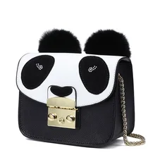 Cute Panda Small Bag Lock Closure Mini Genuine Leather Chain Bag Casual Small and Exquisite Crossbody bags for women bag