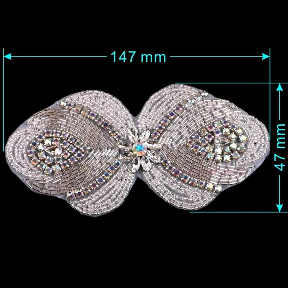 Sew On Patches Iron On Rhinestones Appliques Hot Fix Wedding Gown