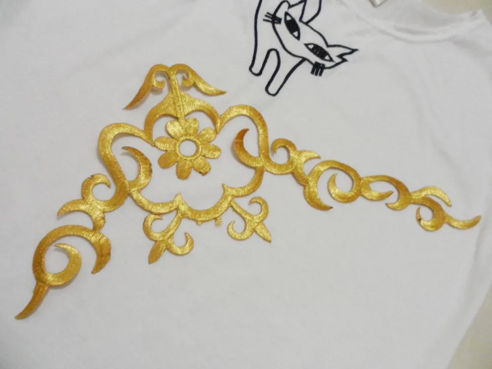 33*16 см барокко золотые и серебряные нити вышитый цветок вставить патч этап наклейки Cheongsam одежда воротник гладильная ac714