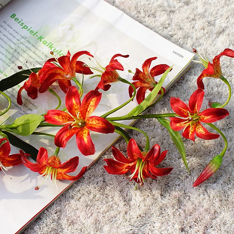 80 см однофилиальный цветок лилии из ротанга DIY домашний декор для гостиной искусственный цветок свадебный Настольный цветок декор