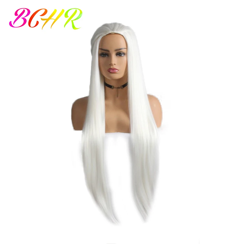 

BCHR 32 inches Long Straight Synthetic Wig White Cosplay Wig for Legolas Greenleaf Hollywood Party Wigs