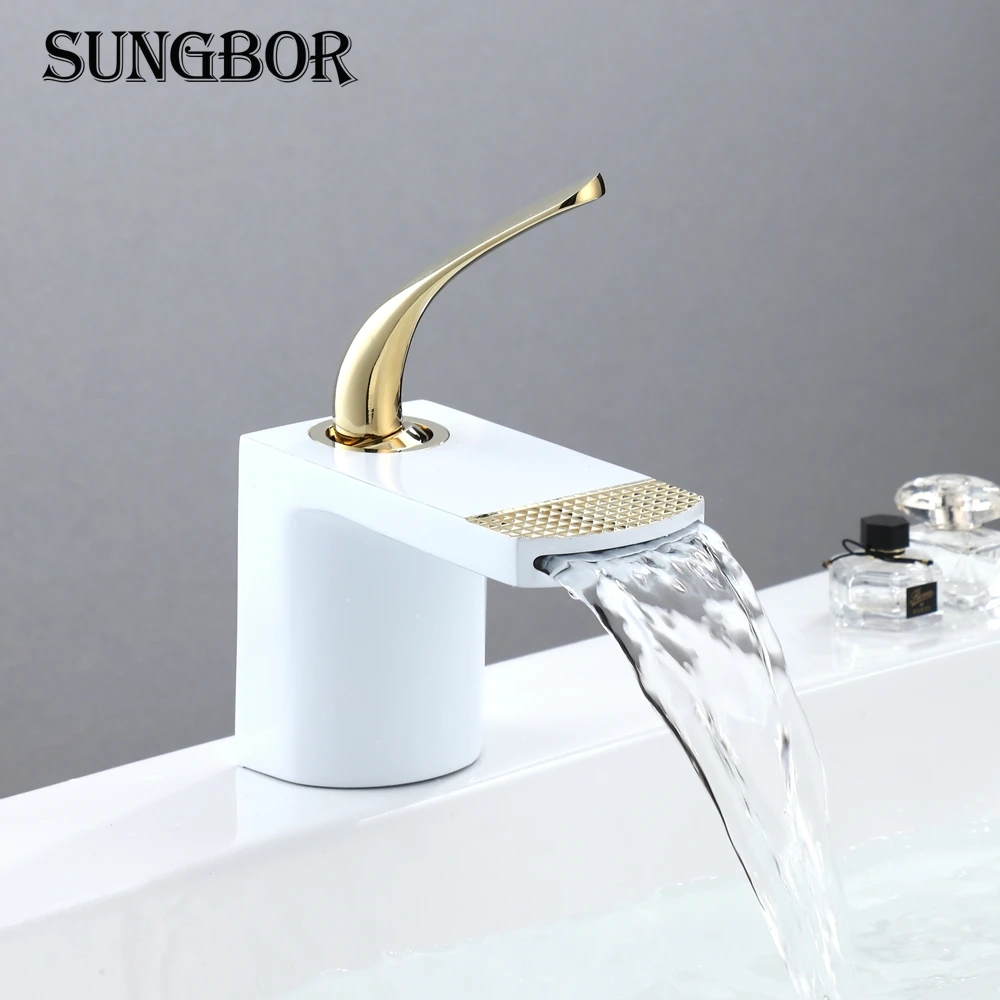 Billige Waschtischarmaturen Weiß Becken Mischbatterie Bad Wasserhahn Heißen und Kalten Chrom finish Messing Wc, Waschbecken Wasser Kran torneira AL 2245