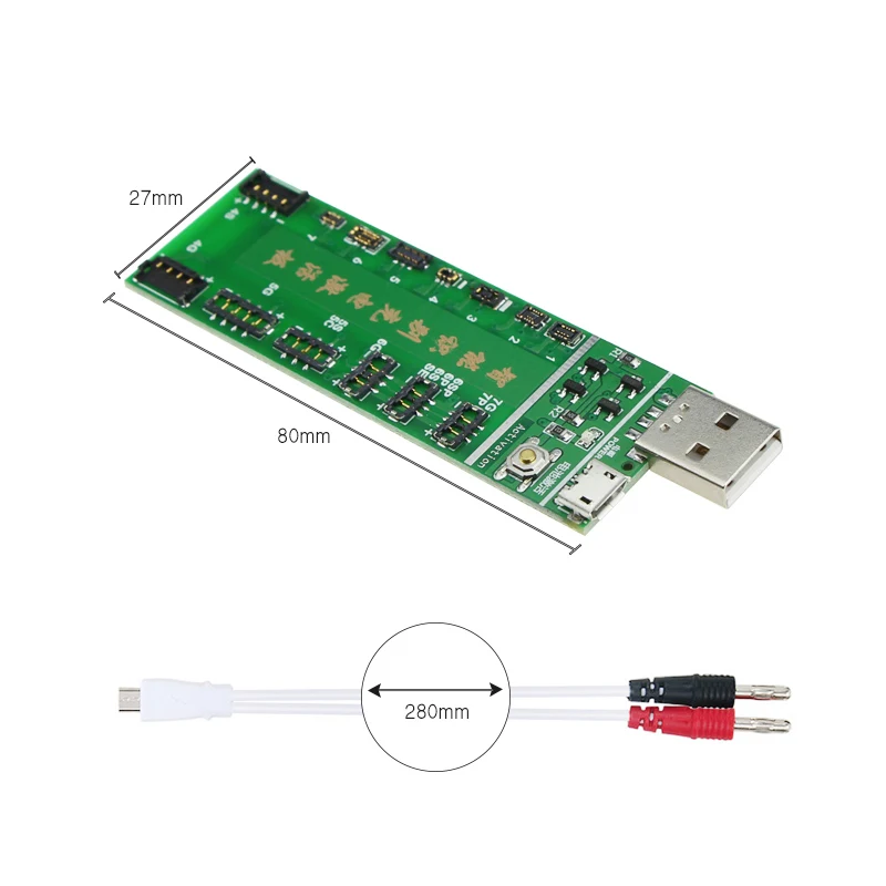 

W222 Battery Fast Charging Activation 2 IN 1 Tool with DC Power Cable For iPhone all model for Samsung Xiaomi Huawei Oppo etc.