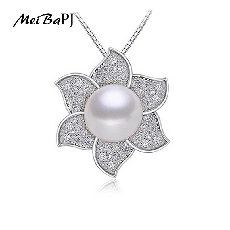 

[MeiBaPJ]Highly Recommend Exclusive Flower Pendant 11-12mm Big Pearl Beautiful Necklace Best Gift bijoux femme