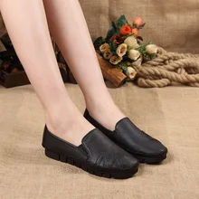 Привлекательная обувь женская обувь из натуральной кожи Туфли без каблуков слипоны Для женщин без каблука Обувь Мокасины