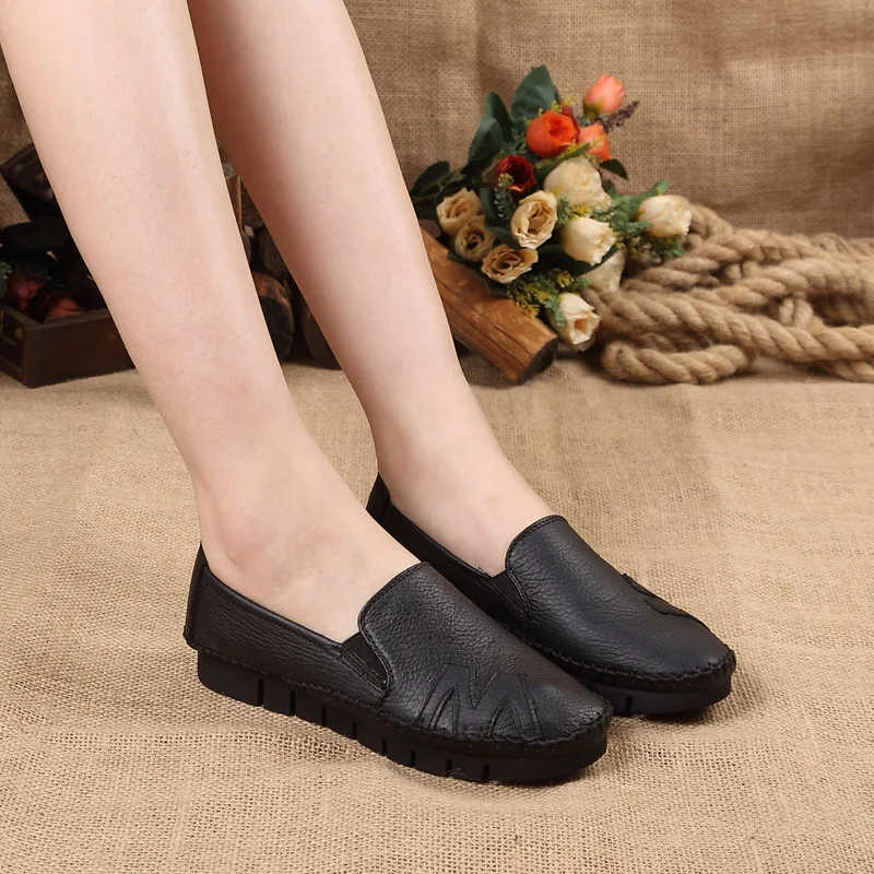 

Nice Shoes Woman Genuine Leather Women Shoes Flats Slip On Women Flat Shoes Moccasins