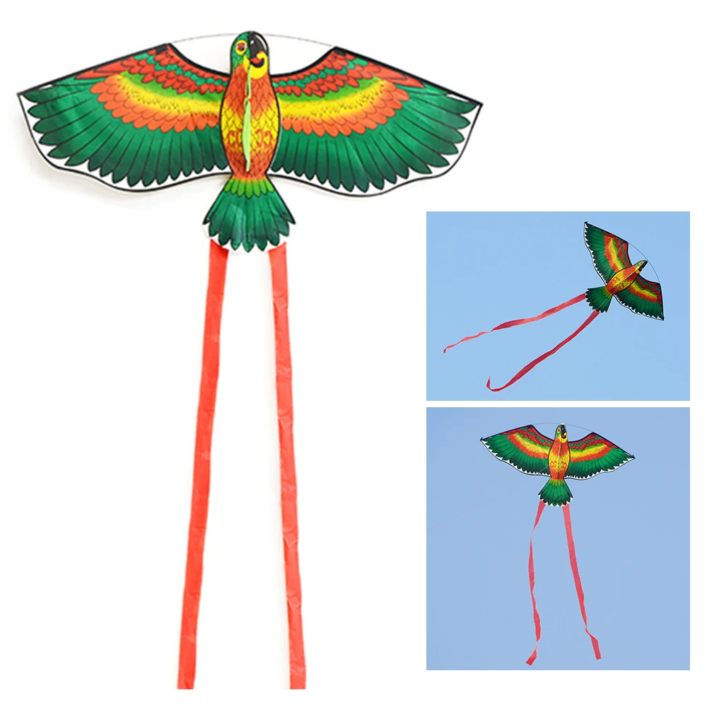 Красочный Попугай трюк воздушный змей Спорт на открытом воздухе одна линия Летающий воздушный змей с хвостом 50 м летающий воздушный змей летающие игрушки для детей и взрослых