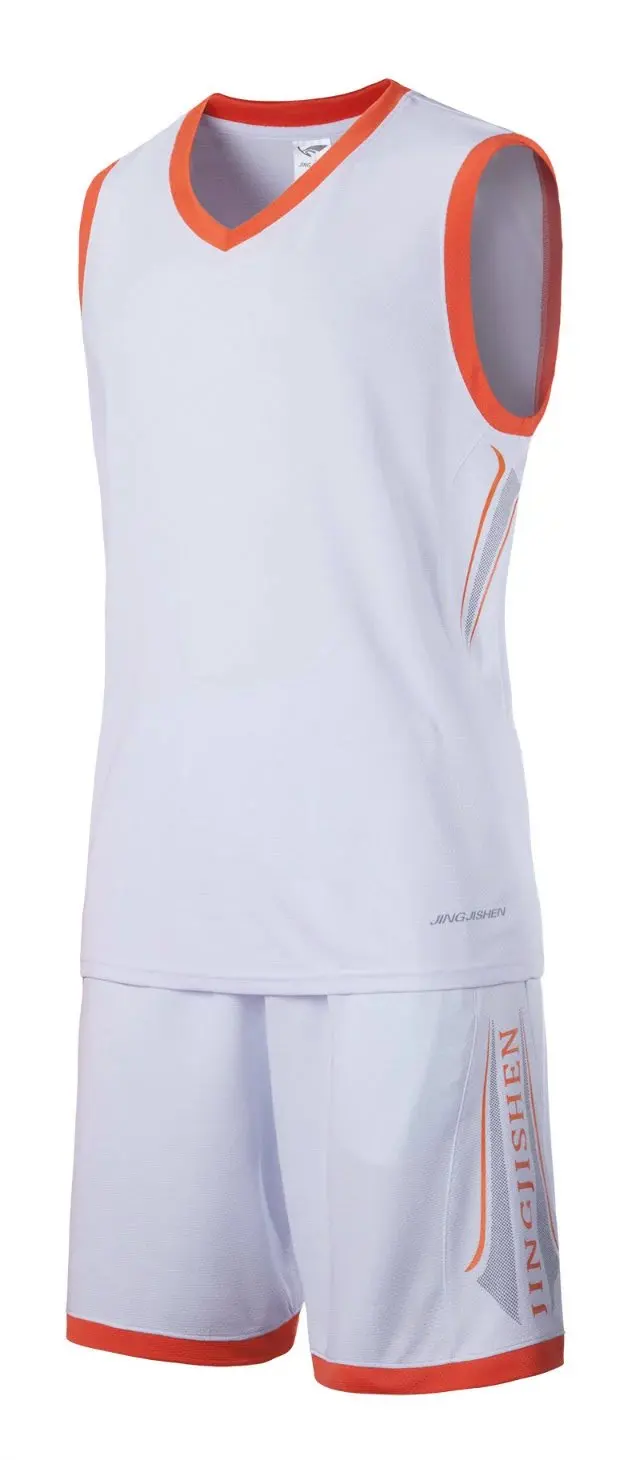 Мужские спортивные костюмы для баскетбола быстросохнущие костюмы для баскетбола команды, возможно изготовление на заказ номер JJS3305 - Цвет: Белый