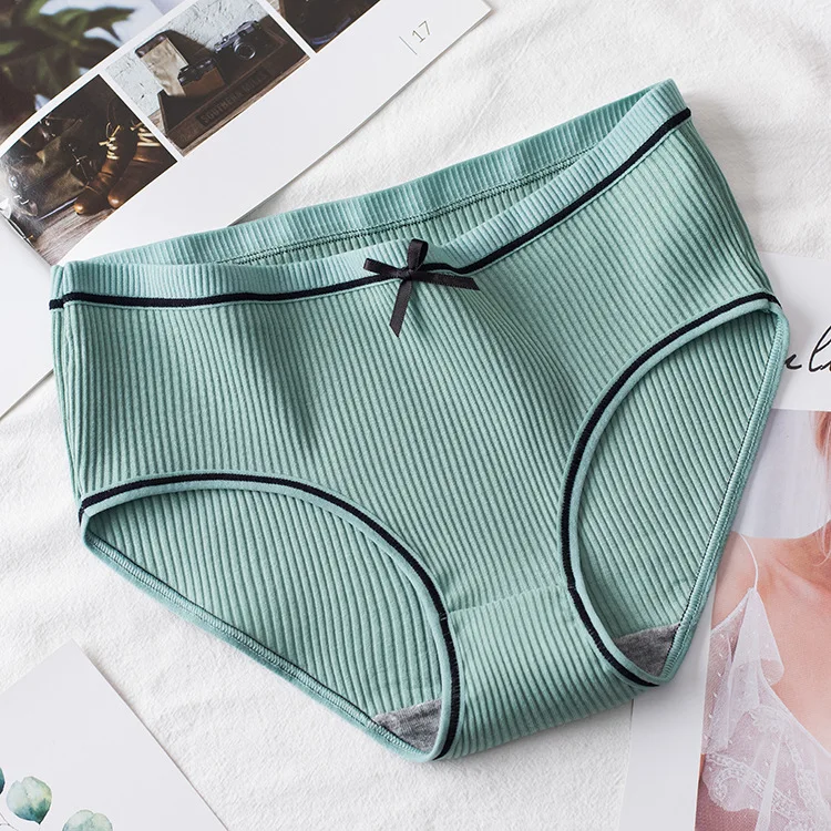 6pcs Japanese cute size girls underwear female thread breathable waist ladies cotton underwear factory direct stock underwear - Цвет: green