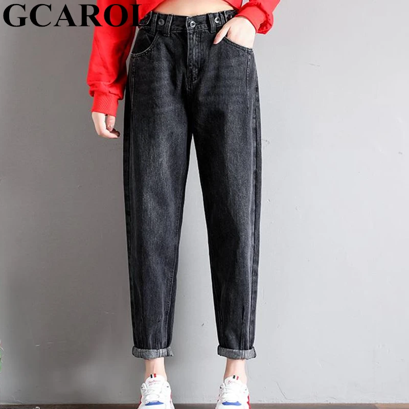 GCAROL 2018 New Collection Women Pencil Denim Pants High Waisted High Street Boyfriend Style Jeans In 3 Colors Plus Size 26-32